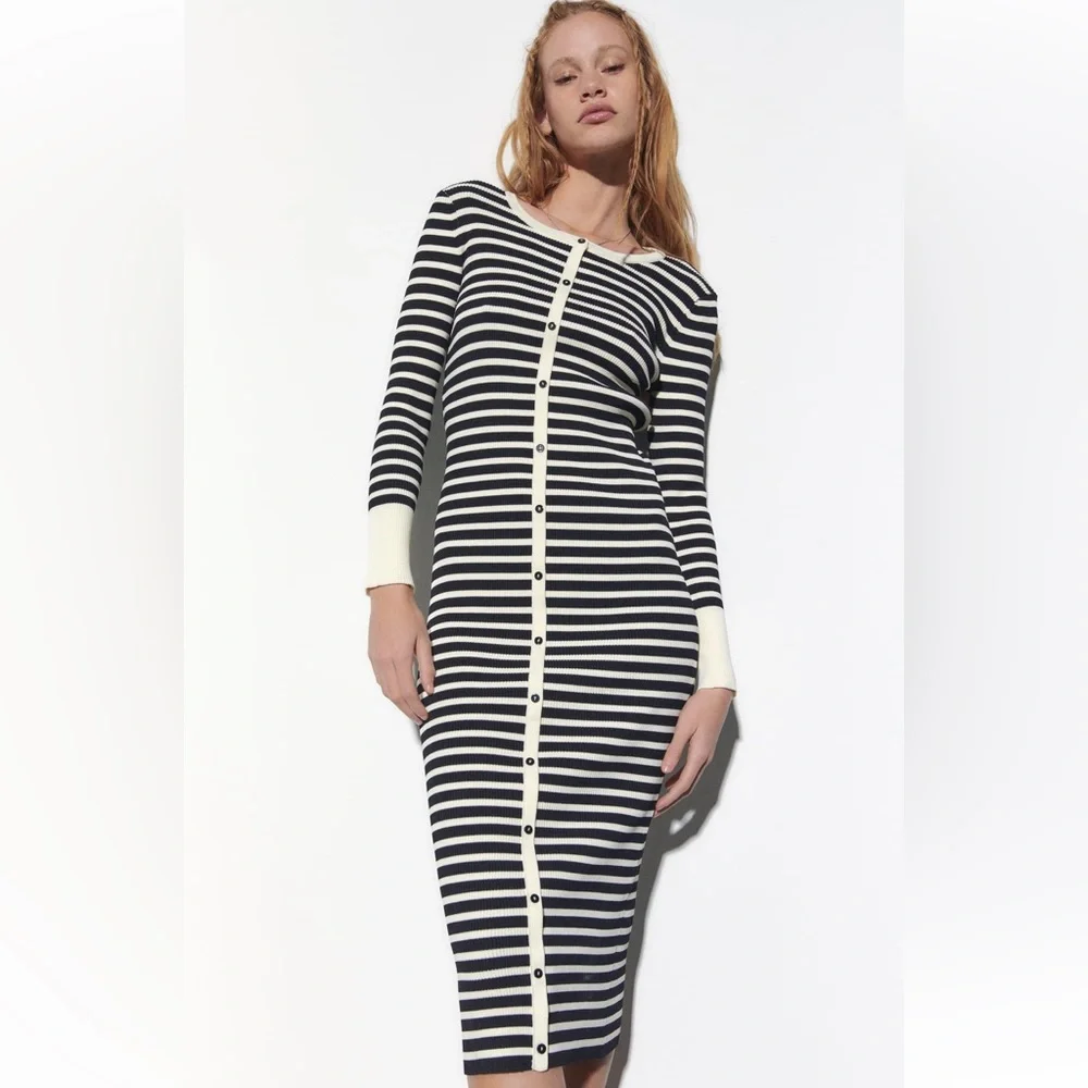 Zara STRIPED KNIT DRESS. Striped. Sizes S, M. New with Tags.